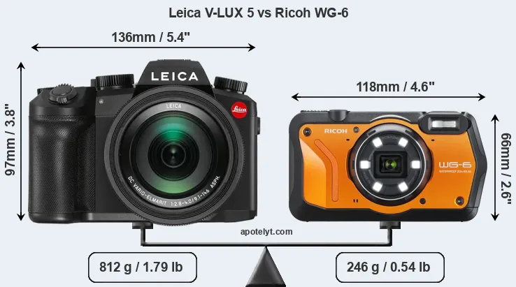 Size Leica V-LUX 5 vs Ricoh WG-6