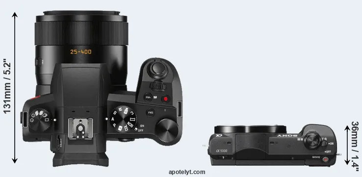 Compare V-LUX 5 versus A5100 top