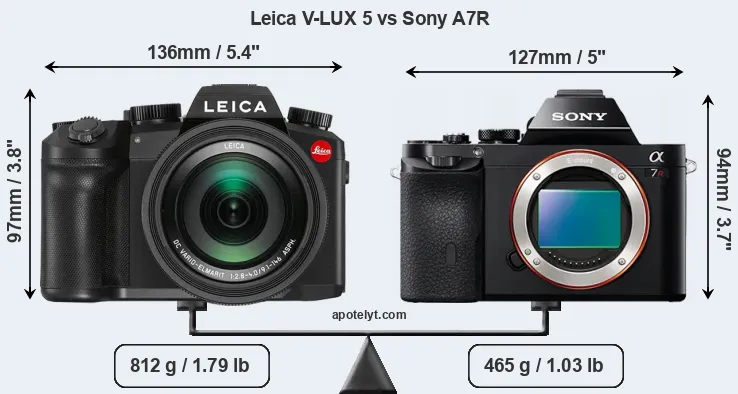 Size Leica V-LUX 5 vs Sony A7R