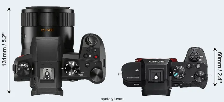 Compare V-LUX 5 versus A7R II top