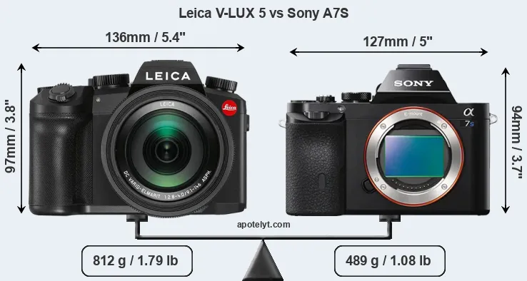 Size Leica V-LUX 5 vs Sony A7S