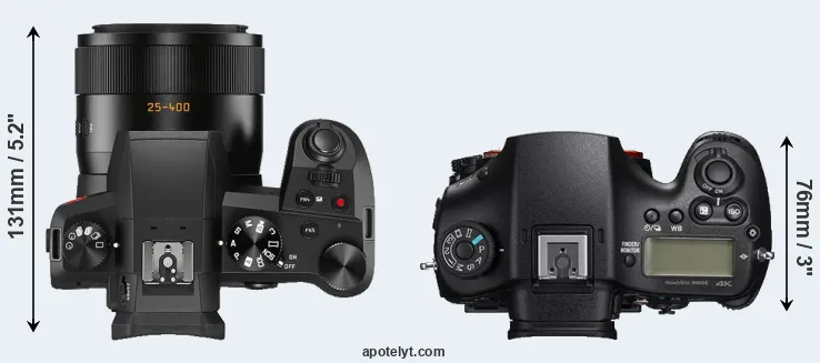 Compare V-LUX 5 versus A99 II top