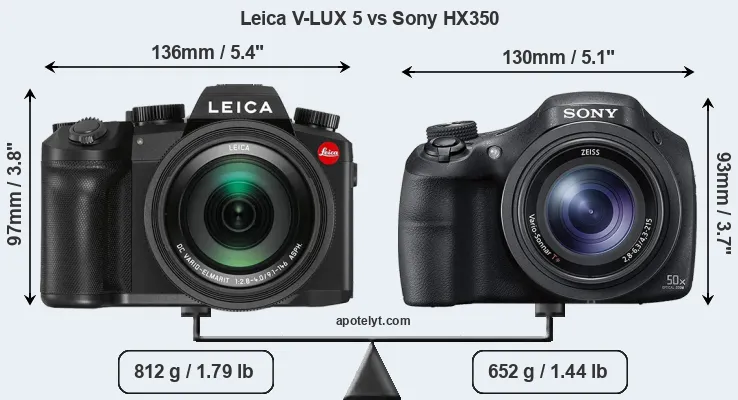 Size Leica V-LUX 5 vs Sony HX350