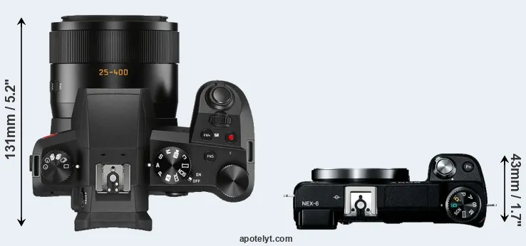 Compare V-LUX 5 versus NEX-6 top