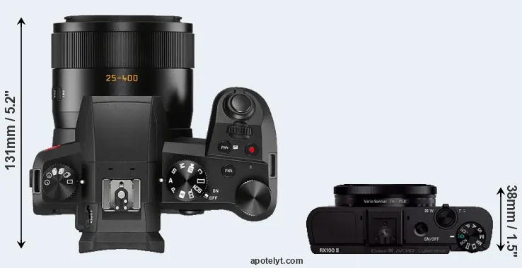 Compare V-LUX 5 versus RX100 II top