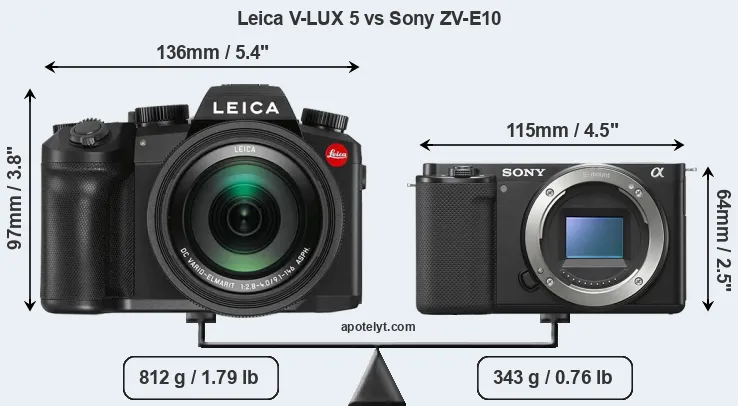Size Leica V-LUX 5 vs Sony ZV-E10