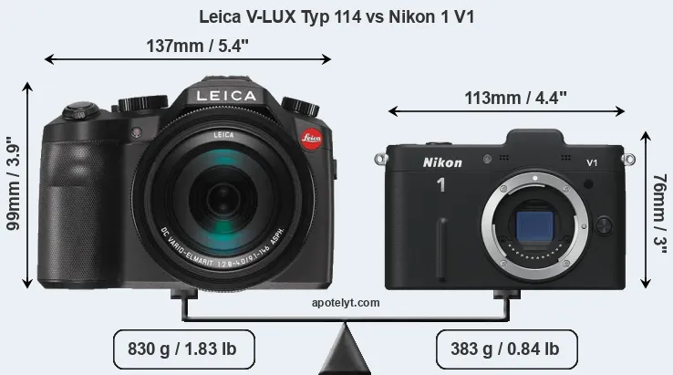 Size Leica V-LUX Typ 114 vs Nikon 1 V1