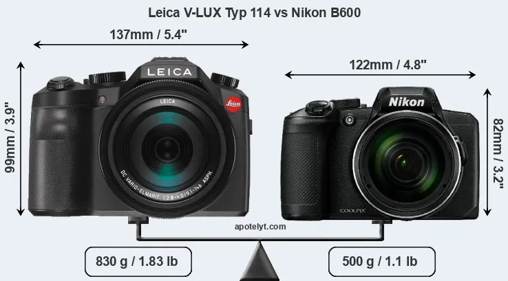 Size Leica V-LUX Typ 114 vs Nikon B600