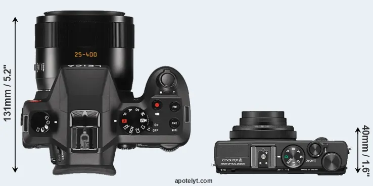 Compare V-LUX Typ 114 versus Coolpix A top