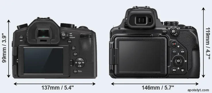 Comparison V-LUX Typ 114 or P1000 rear