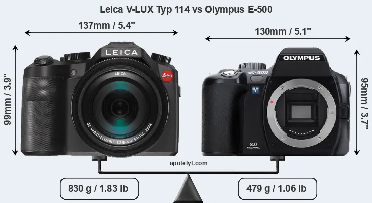 Size Leica V-LUX Typ 114 vs Olympus E-500