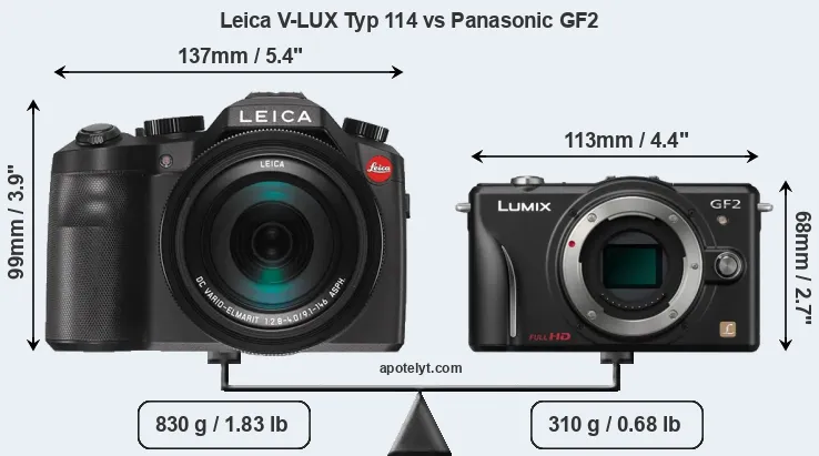 Size Leica V-LUX Typ 114 vs Panasonic GF2