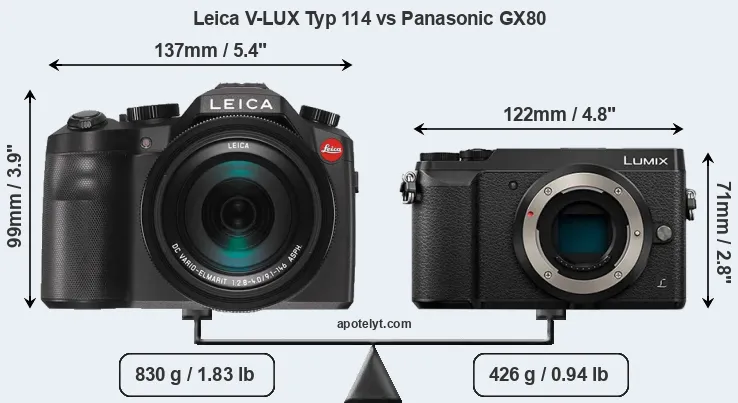 Size Leica V-LUX Typ 114 vs Panasonic GX80