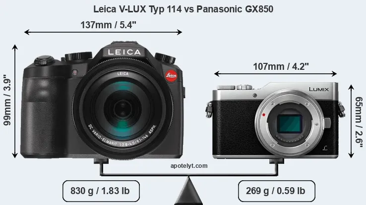 Size Leica V-LUX Typ 114 vs Panasonic GX850