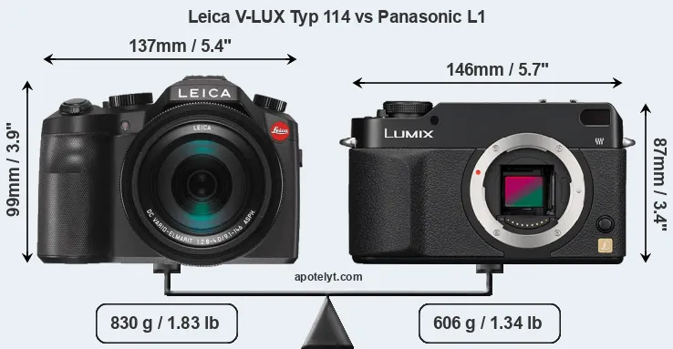 Size Leica V-LUX Typ 114 vs Panasonic L1