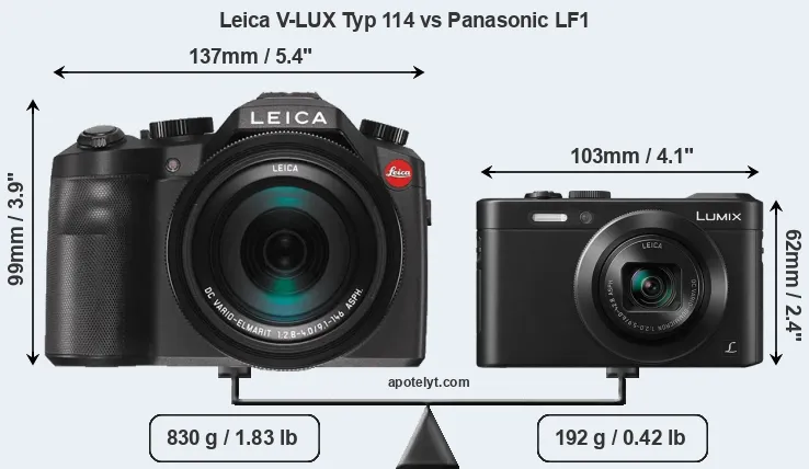 Size Leica V-LUX Typ 114 vs Panasonic LF1