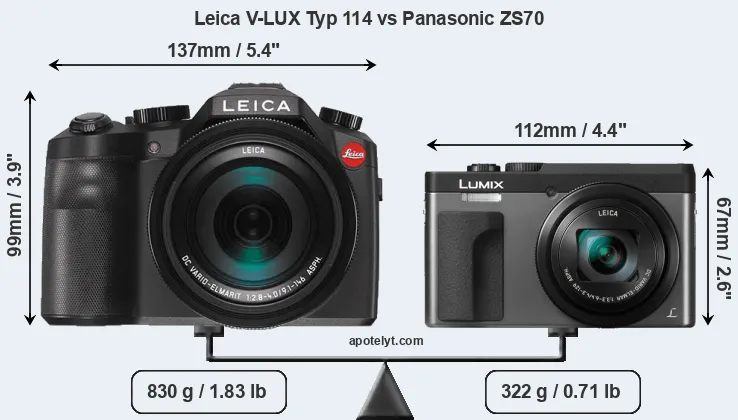 Size Leica V-LUX Typ 114 vs Panasonic ZS70
