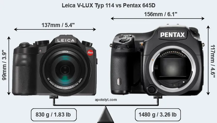 Size Leica V-LUX Typ 114 vs Pentax 645D