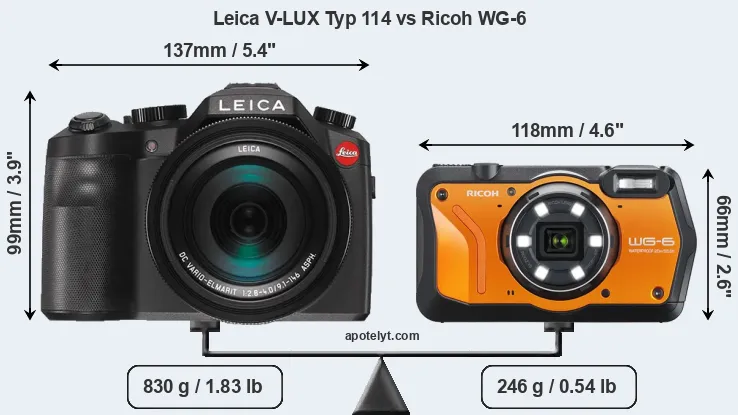 Size Leica V-LUX Typ 114 vs Ricoh WG-6