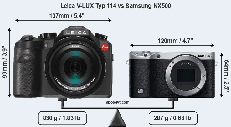 Size Leica V-LUX Typ 114 vs Samsung NX500
