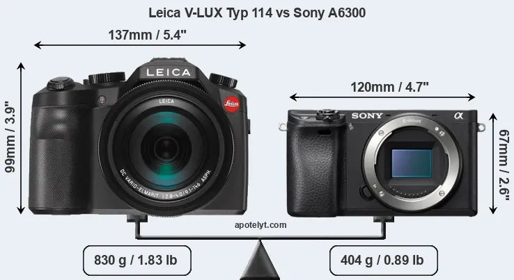 Size Leica V-LUX Typ 114 vs Sony A6300
