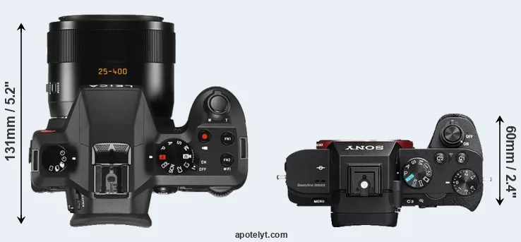 Compare V-LUX Typ 114 versus A7R II top