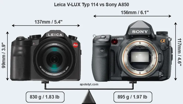 Size Leica V-LUX Typ 114 vs Sony A850
