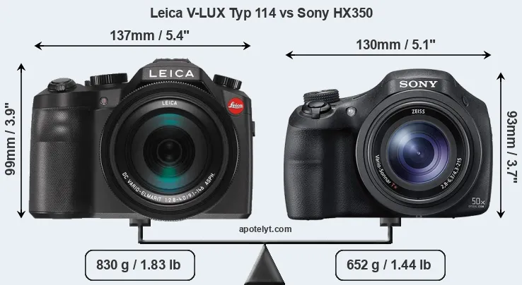 Size Leica V-LUX Typ 114 vs Sony HX350