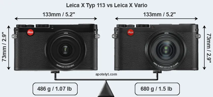 Size Leica X Typ 113 vs Leica X Vario