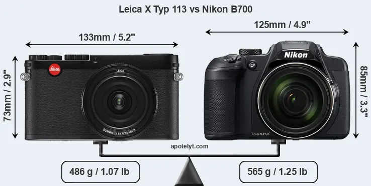 Size Leica X Typ 113 vs Nikon B700
