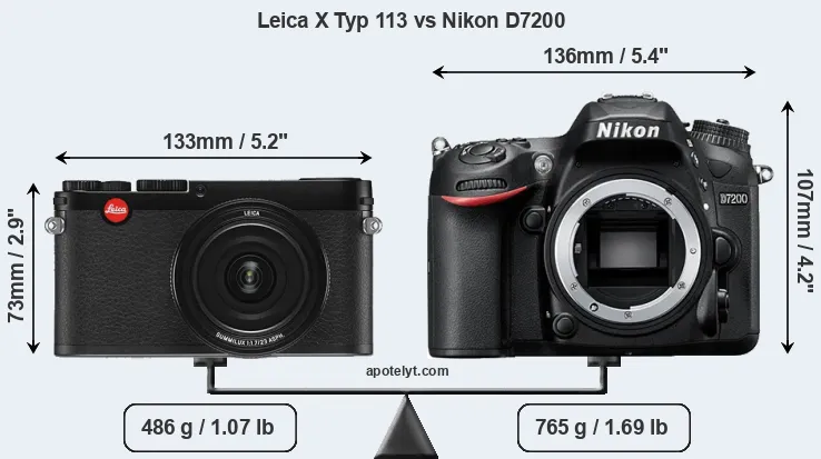 Size Leica X Typ 113 vs Nikon D7200