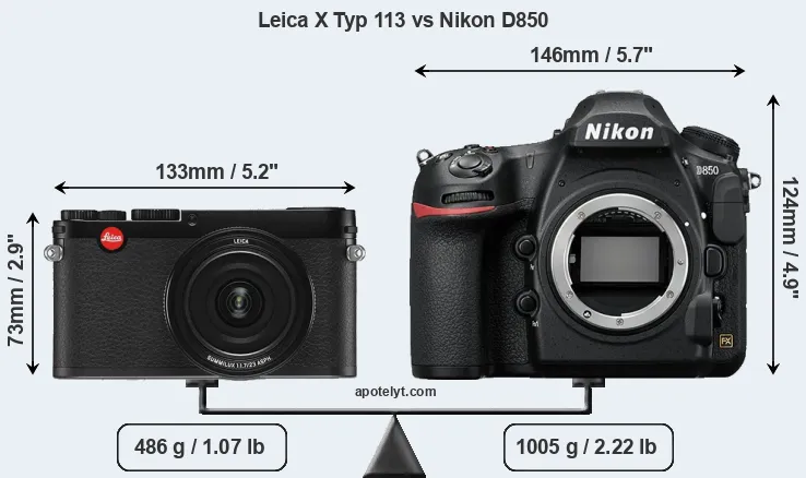 Size Leica X Typ 113 vs Nikon D850