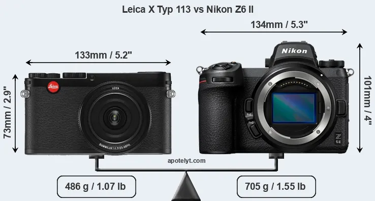 Size Leica X Typ 113 vs Nikon Z6 II