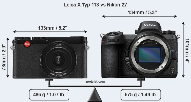 Size Leica X Typ 113 vs Nikon Z7