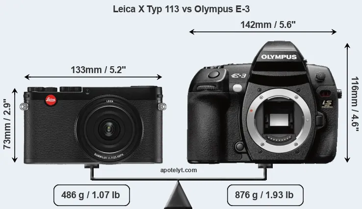 Size Leica X Typ 113 vs Olympus E-3