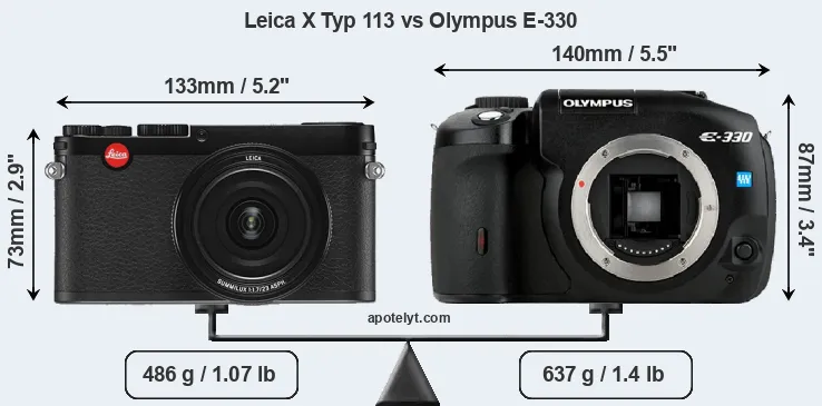 Size Leica X Typ 113 vs Olympus E-330