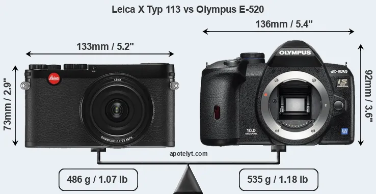 Size Leica X Typ 113 vs Olympus E-520