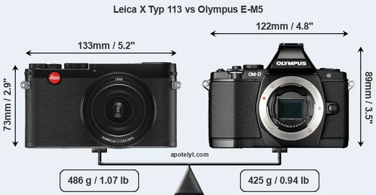 Size Leica X Typ 113 vs Olympus E-M5