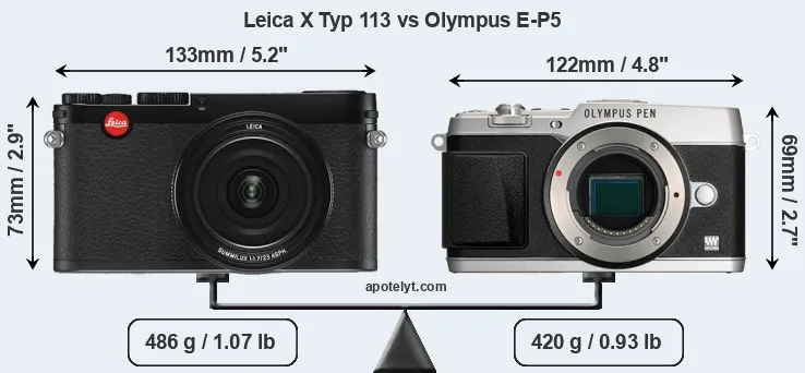 Size Leica X Typ 113 vs Olympus E-P5