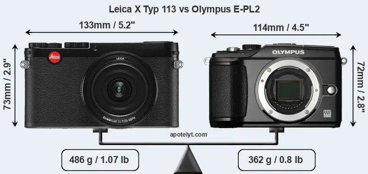 Size Leica X Typ 113 vs Olympus E-PL2
