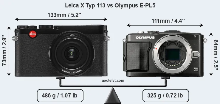 Size Leica X Typ 113 vs Olympus E-PL5