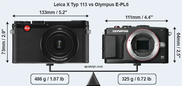Size Leica X Typ 113 vs Olympus E-PL6