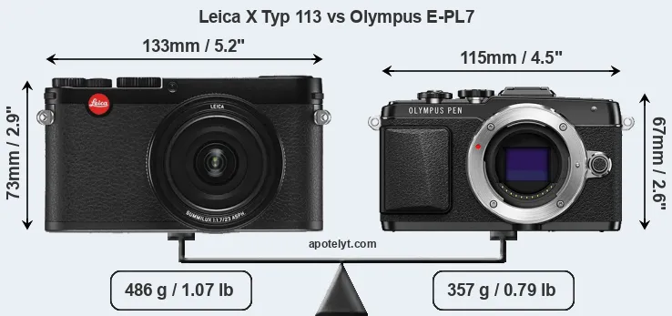 Size Leica X Typ 113 vs Olympus E-PL7