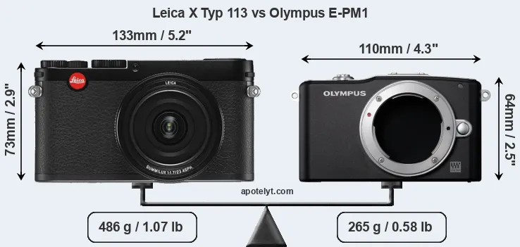 Size Leica X Typ 113 vs Olympus E-PM1