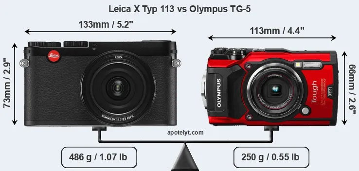 Size Leica X Typ 113 vs Olympus TG-5