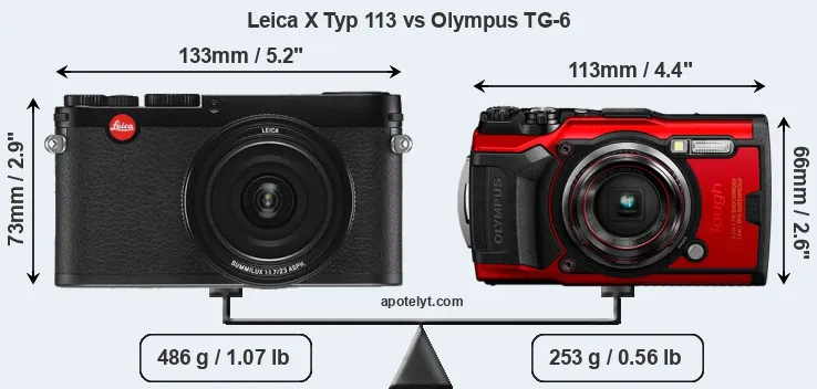 Size Leica X Typ 113 vs Olympus TG-6