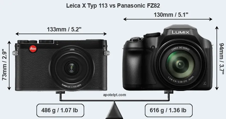 Size Leica X Typ 113 vs Panasonic FZ82