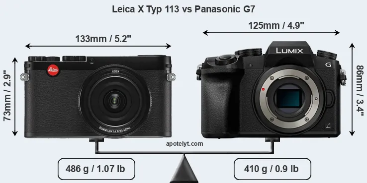 Size Leica X Typ 113 vs Panasonic G7