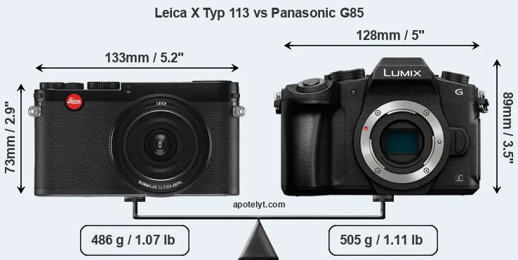 Size Leica X Typ 113 vs Panasonic G85