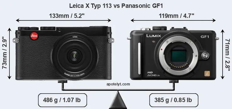 Size Leica X Typ 113 vs Panasonic GF1